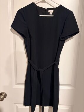 J. Crew Navy Short Sleeve Belted Mini Dress